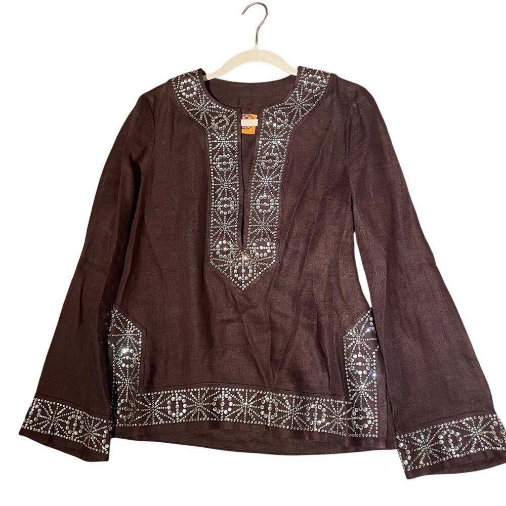 Tory Burch Studded Linen Tunic